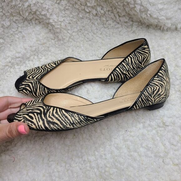 Talbots Zebra Print Peep-toe D'orsay Flats Size 8 - Picture 3 of 6
